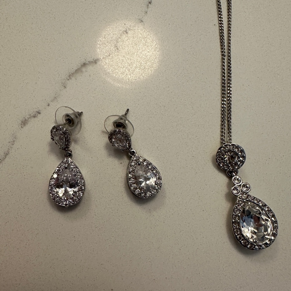 Givenchy Halo Tear Drop Earrings & Necklace